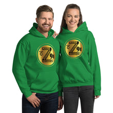 Load image into Gallery viewer, Zoria 9 Entertainment Unisex Vinyl-Gold Print Hoodie
