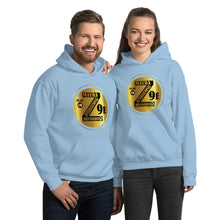 Load image into Gallery viewer, Zoria 9 Entertainment Unisex Vinyl-Gold Print Hoodie
