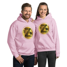 Load image into Gallery viewer, Zoria 9 Entertainment Unisex Vinyl-Gold Print Hoodie
