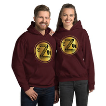 Load image into Gallery viewer, Zoria 9 Entertainment Unisex Vinyl-Gold Print Hoodie
