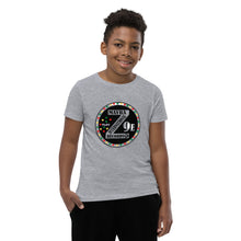 Load image into Gallery viewer, Zoria 9 everyone&#39;s t-shirt yellow, red and green on black
