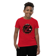 Load image into Gallery viewer, Zoria 9 everyone&#39;s t-shirt yellow, red and green on black
